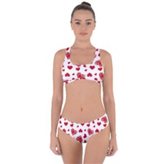 Valentine s Stamped Hearts Pattern Criss Cross Bikini Set by coxoas