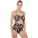 Easter rabbit pattern Scallop Top Cut Out Swimsuit