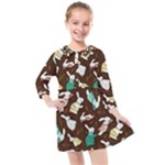 Easter rabbit pattern Kids  Quarter Sleeve Shirt Dress