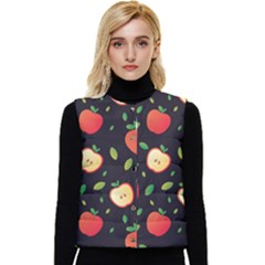 Sliced Apple Pattern Women s Short Button Up Puffer Vest