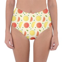 Lemon And Grapefruit Slices Pattern Reversible High-waist Bikini Bottoms by coxoas