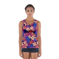 Lilies And Palm Leaves Pattern Sport Tank Top 