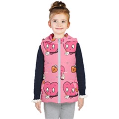 Valentine s Day Kids  Hooded Puffer Vest by coxoas