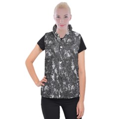 Dark Marble Camouflage Texture Print Women s Button Up Vest by dflcprintsclothing