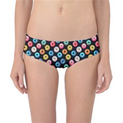 Multicolored Donuts On A Black Background Classic Bikini Bottoms by SychEva