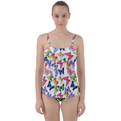 Bright Butterflies Circle In The Air Twist Front Tankini Set by SychEva