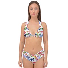 Bright Butterflies Circle In The Air Double Strap Halter Bikini Set by SychEva