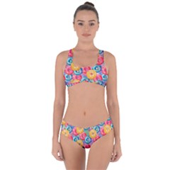 Multicolored Donuts Criss Cross Bikini Set by SychEva
