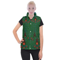 Halloween Pumkin Lady In The Rain Women s Button Up Vest by pepitasart