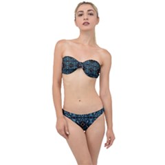 Blue Pattern Classic Bandeau Bikini Set by Dazzleway