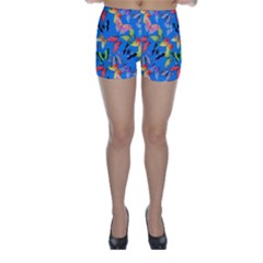 Bright Butterflies Circle In The Air Skinny Shorts by SychEva