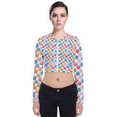 Multicolored Sweet Donuts Long Sleeve Zip Up Bomber Jacket by SychEva