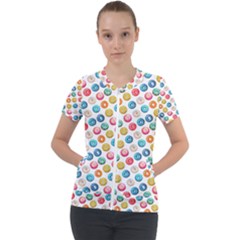 Multicolored Sweet Donuts Short Sleeve Zip Up Jacket by SychEva