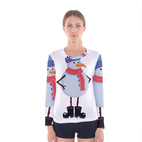 Angry Snowman Women s Long Sleeve Tee by SychEva