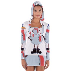 Angry Snowman Long Sleeve Hooded T-shirt by SychEva
