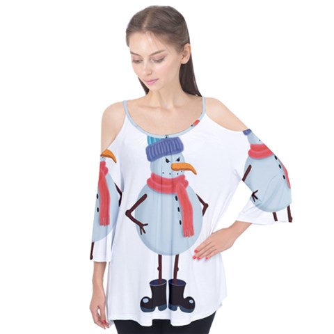 Angry Snowman Flutter Sleeve Tee  by SychEva