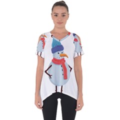 Angry Snowman Cut Out Side Drop Tee by SychEva