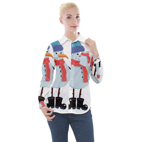 Angry Snowman Women s Long Sleeve Pocket Shirt by SychEva