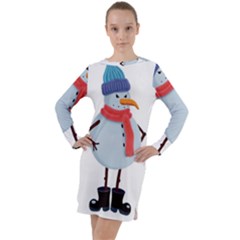 Angry Snowman Long Sleeve Hoodie Dress by SychEva