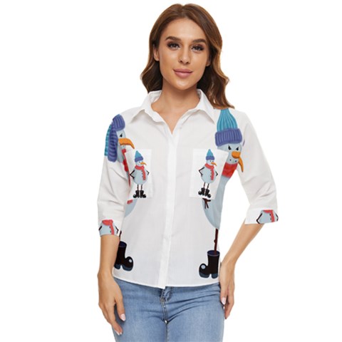 Angry Snowman Women s Quarter Sleeve Pocket Shirt by SychEva