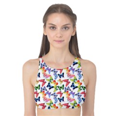 Multicolored Butterflies Tank Bikini Top by SychEva