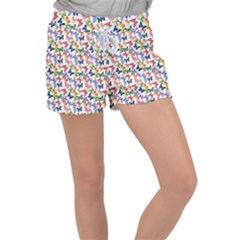 Multicolored Butterflies Velour Lounge Shorts by SychEva
