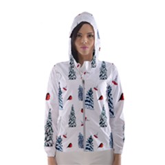 Christmas Trees And Bullfinches Women s Hooded Windbreaker by SychEva