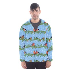 Bullfinches On Spruce Branches Men s Hooded Windbreaker by SychEva