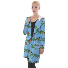 Bullfinches On Spruce Branches Hooded Pocket Cardigan by SychEva