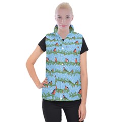 Bullfinches On Spruce Branches Women s Button Up Vest by SychEva