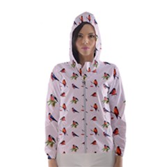 Bullfinches Sit On Branches Women s Hooded Windbreaker by SychEva