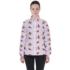 Bullfinches Sit On Branches Women s High Neck Windbreaker by SychEva