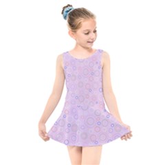 Multicolored Circles On A Pink Background Kids  Skater Dress Swimsuit by SychEva