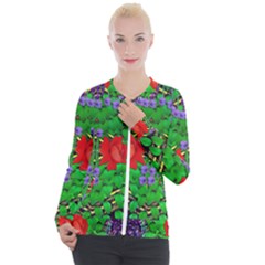 A Island Of Roses In The Calm Sea Casual Zip Up Jacket by pepitasart