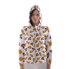 Oak Leaves And Acorns Women s Hooded Windbreaker by SychEva