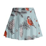 Christmas birds Mini Flare Skirt