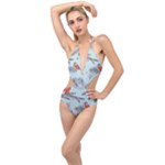 Christmas birds Plunging Cut Out Swimsuit