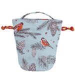 Christmas birds Drawstring Bucket Bag