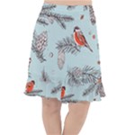 Christmas birds Fishtail Chiffon Skirt