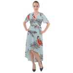 Christmas birds Front Wrap High Low Dress