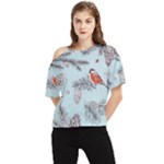 Christmas birds One Shoulder Cut Out Tee