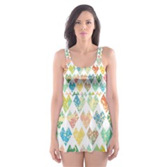 Multicolored Hearts Skater Dress Swimsuit by SychEva