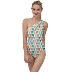 Multicolored Hearts To One Side Swimsuit by SychEva