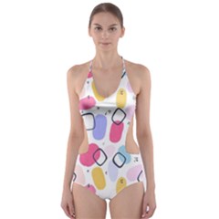 Abstract Multicolored Shapes Cut-out One Piece Swimsuit by SychEva