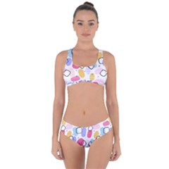 Abstract Multicolored Shapes Criss Cross Bikini Set by SychEva