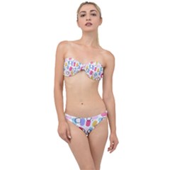 Abstract Multicolored Shapes Classic Bandeau Bikini Set by SychEva