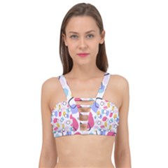 Abstract Multicolored Shapes Cage Up Bikini Top by SychEva