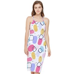 Abstract Multicolored Shapes Bodycon Cross Back Summer Dress by SychEva