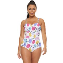 Abstract Multicolored Shapes Retro Full Coverage Swimsuit by SychEva