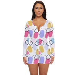 Abstract Multicolored Shapes Long Sleeve Boyleg Swimsuit by SychEva